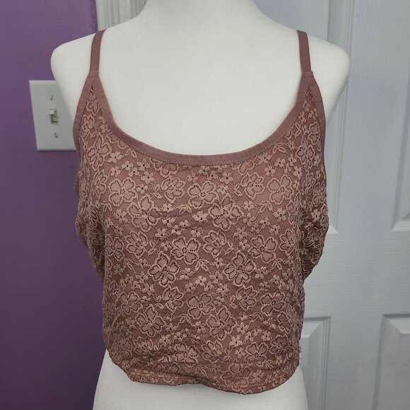 Old Navy Brown Lace Crop Tank Top - Picture 1 of 8